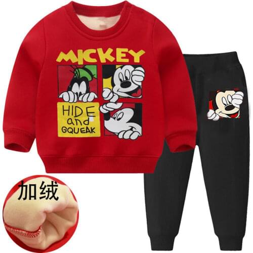 Kids Winter Suede Suits Velvet Padded Girls Casual Suits Toddler Boy Clothes Children Clothes Baby Boy Warm Clothes 2PCS