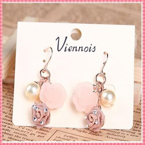 #ERJ07) New Fashion Elegant Women Drop Earrings Pearl Rhinestone Earrings Luxury Desginer Rose Gold Earring Luxary Jewelry