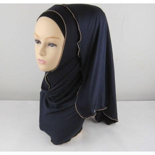 H1205 high quality elastic modal cotton jersey long scarf with zippers,latest hijab wrap,12 pcs one lot