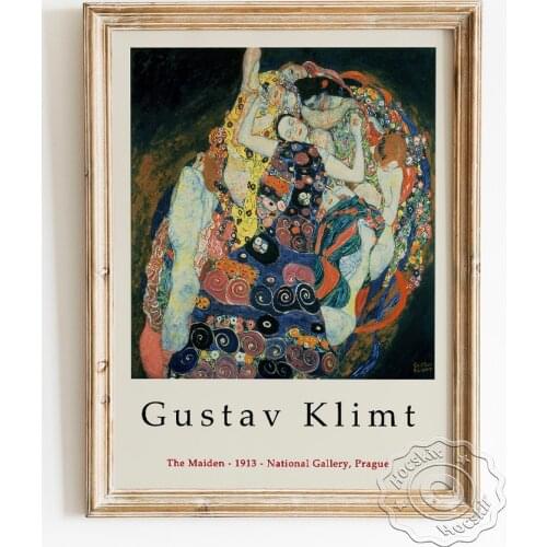 Gustav Klimt Exhibition Museum Art Prints Poster, The Maiden Allegorical Luxuriant Elegance Wall Picture, Modern Wall Home Decor