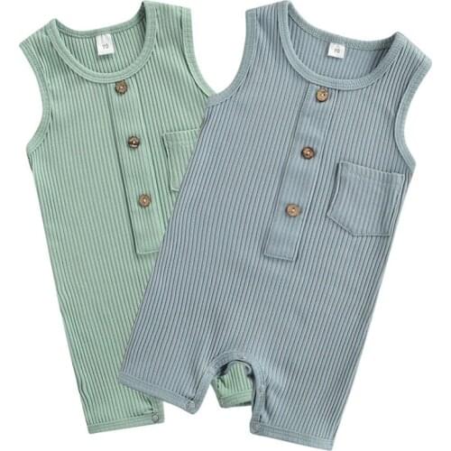 Pudcoco 0-24M Romper Baby Girls Boys Summer Infant Kids Toddler Sleeveless O-Neck Jumpsuit Playsuit Leotard Trousers Outfit