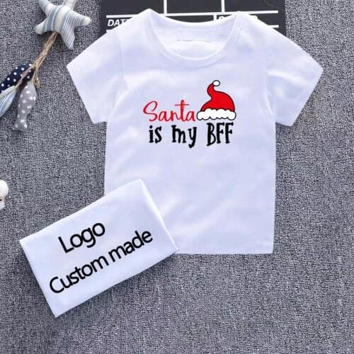 Summer Baby Clothes T-shirt Tops Childrens Clothing Girl Boys Santa Is My Bff Outfit Toddler Infant Party Shirts Infant Costume
