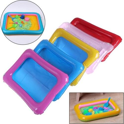 Random Color 32x25cm/45x32cm Mars Space Inflatable PVC Sand Tray With Plastic Mobile Table Indoor Magic Play Sand Children Toys