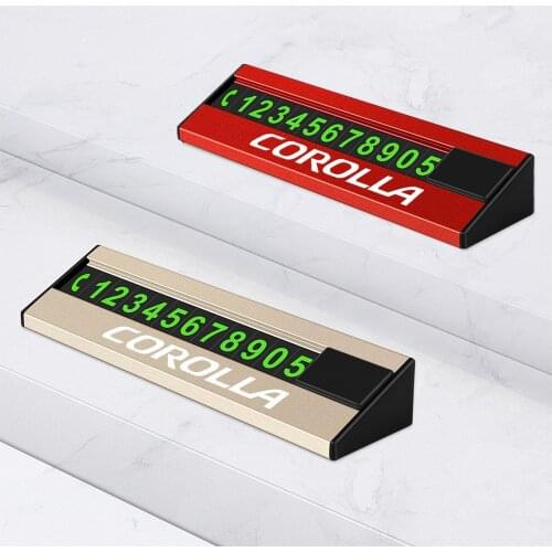 Metal Car Temporary Stop Sign Hidden Parking Phone Number Plate Card for Toyota Corolla accessories car styling