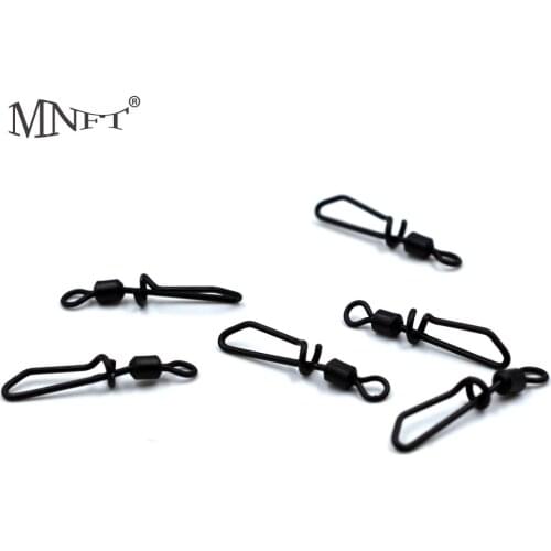 MNFT 100Pcs Swivels Rolling Connector Stainless Steel Black Nickel Quick Change Snap Clips Carp Fishing Accessories