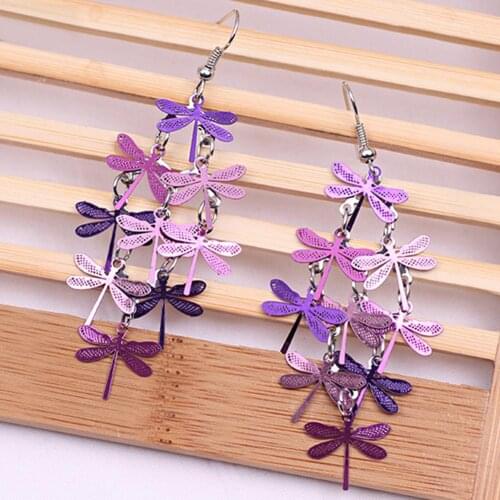 Fashion Women Party Jewelry Decor Elegant Dragonfly Hollow Dangle Hook Earrings 2020