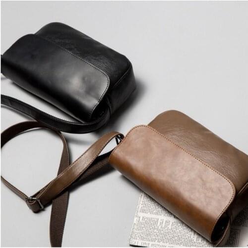Men Males Crossbody Messenger Handag Purse Vintage PU Leather Chest Shoulder Japanese-style Fashion Clutch Bag Wallet Small