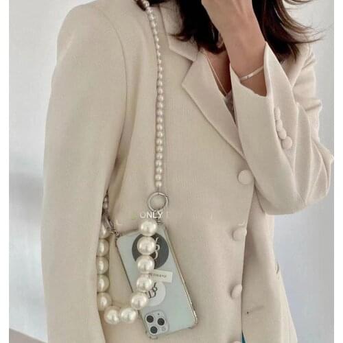 Korean Pearl Bracelets Chain Crossbody Lanyard Necklace Soft Case for Iphone 12 Pro Max MiNi 11 Pro XR X XS 7 8 6S Plus SE 2020