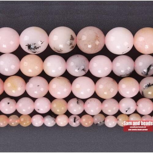 Natural Stone Pink Opal Round Loose Beads For Jewelry Making DIY Bracelets Necklace 15'' 4/6/8/10/12mm