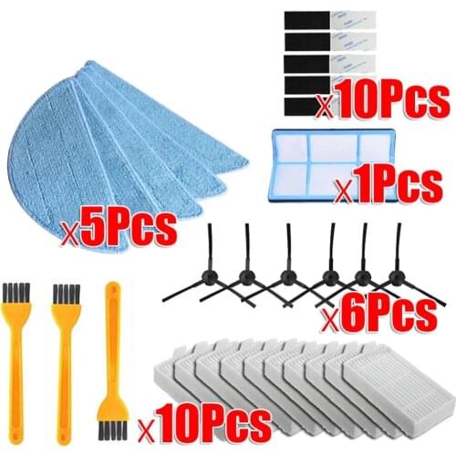 New Hepa Filter Side Brush Mop cloths for ilife v5 v5s V3 V3s v5pro V50 V55 x5 v5s pro vacuum cleaner parts