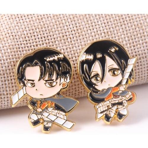 New Cute Anime Attack On Titan Badge Cartoon Metal Enamel Pin Accessories Brooch Gift Girl Kid Halloween