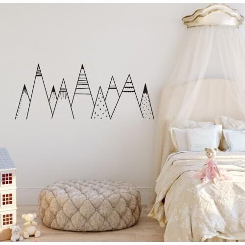 Hand Drawing Mountain Wall Sticker Nursery Kids Bedroom Decor Mountains Pattern Wall Decal Playroom Vinyl Wall Art Poster AZ268
