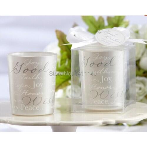 FREE SHIPPING 10pcs/lot "Good Wishes" Pearlescent Glass Candle Holder Wedding faovr gift in wedding supplies