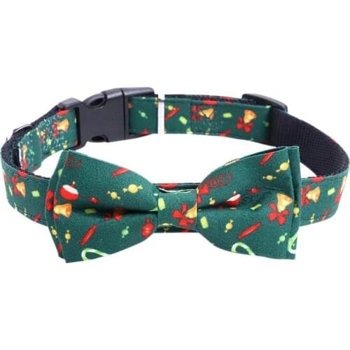 A Christmas Dog Cat Collars Adjustable Polyester Buckle Collar Cat Pet Supplies Accessories Collar Small Dog Chihuahua
