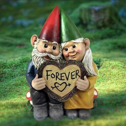 Garden Gnome Statues Figurine Resin Art Desktop Decoration Gifts Gnome Couple Outdoor Sculpture Home Decor Ornaments Crafts