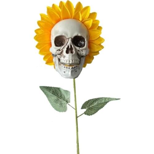 Skull Sunflower Decoration Halloween Atmosphere Garden Simulation Flower Ornament