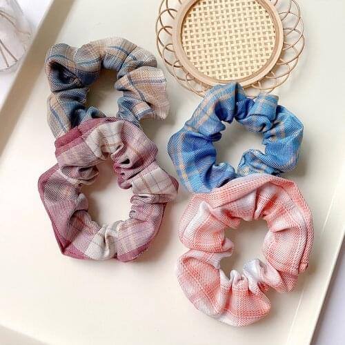 Woment Girls Elegant Colorful Plaid Elastic Hair Bands Lady Lovely Soft Scrunchies Rubber Bands Female Fashion Hair Accessories