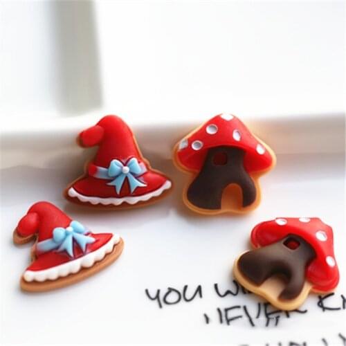 10Pcs/lot Kawaii Bow Hat Mushroom House Flatback Resin Cabochon Fit Phone Decoration Crafts DIY Hair Accessories Scrapbooking