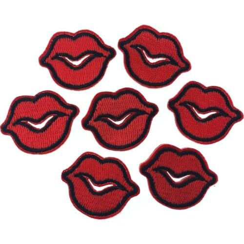 10pcs Cute mouth patch embroidery Iron On lip patches for clothing stickers fabric for sewing garments accessories 4.0 x 3.0cm
