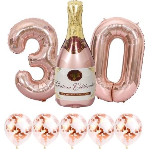 40inch Number Aluminum Foil Balloons Rose Gold Confeeti Balloon 16th 18th 21th 30th 40th Adult Birthday Decor Party Supplies