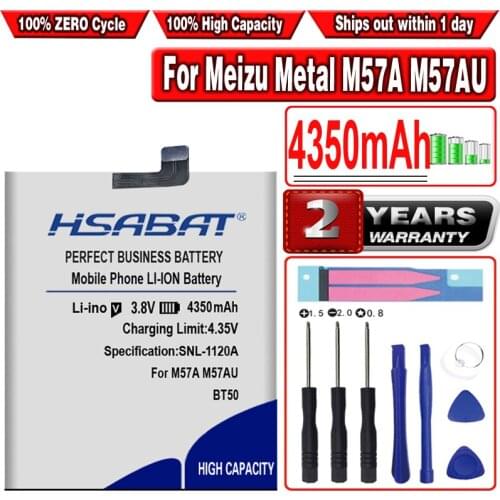 HSABAT BT50 4350mAh Battery For Meizu Metal M57A M57AU MA01 Meilan M1 Mobile Phone Batteries