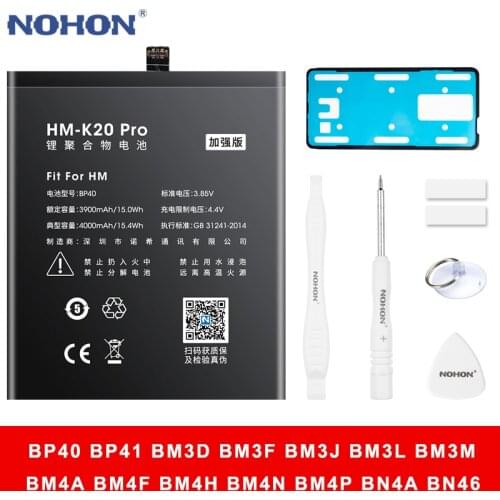 NOHON BP40 BP41 BM3D BM3J BM3L BM3M BM4F BM4H BM4N BM4P BN4A BN46 Battery For Xiaomi Mi 10 9 Pro 8 SE CC9 Redmi K20 K30 Note 7 8