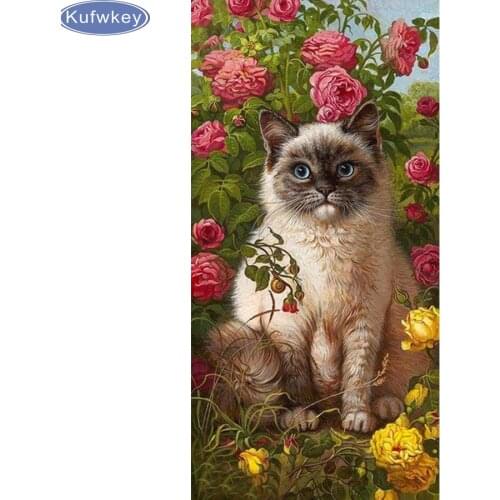 Diamond embroidery rose flower cat,5d diamond painting animals full diamond mosaic pictures of rhinestones cross-stitch kits