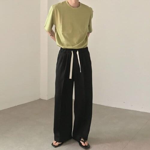 2020 Mens Fashion Trend Loose Casual Pants Cargo Baggy Straight Pants Streetwear Trousers Black/khaki Color Wide Leg Pants M-XL