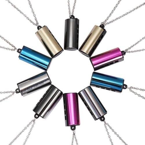 5 Color The Worlds Smallest Harmonica 4 hole 8 Tone Cylindrical Harmonica Mini Necklace W7A8