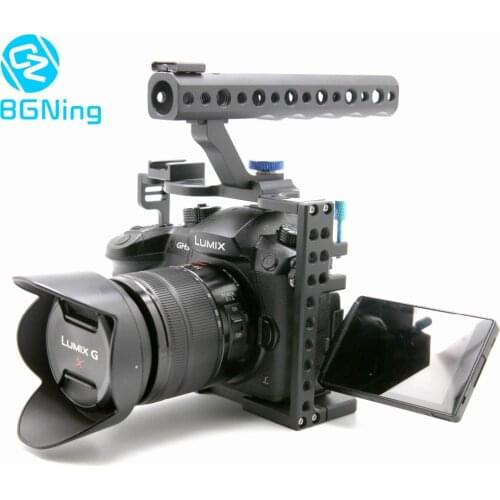 Camera Cage for Panasonic Lumix GH5 / GH5s Protective Case Mirrorless System Cam Mounting Bracket Aluminum with Top Handle Grip