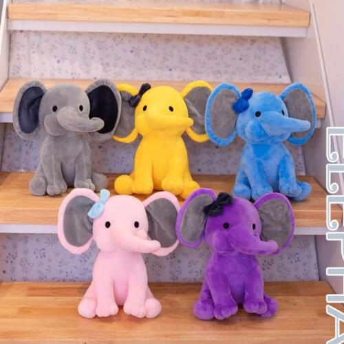 Kids Children Cartoon Fluffy Toys Multicolor Elephant Shaped Plush Doll Stuffed Toy for Baby Girls Boys 10Inches