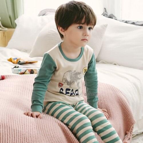 Kids Pajamas Set Baby Boys Clothes Long-sleeve Children Cartoon Sleepwear Cotton Pyjama Inflant Boys Pijamas Nightwear 4 6 8 10Y