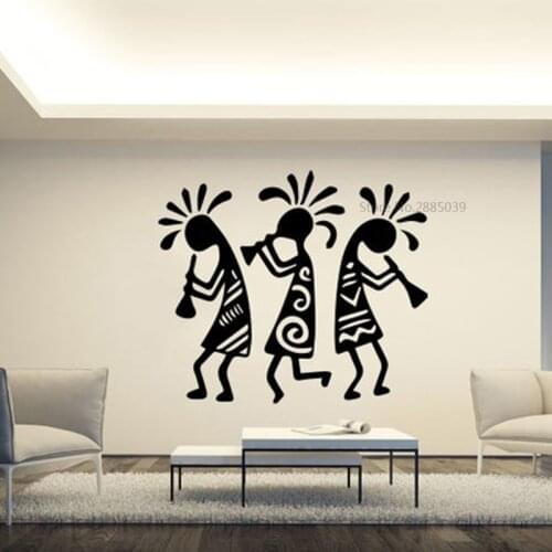 Ancient Hieroglyphs Dances Of African Tribes Decor Living Room Bedroom Home Decal Removable Vinyl Wall Sticker Mural BD345