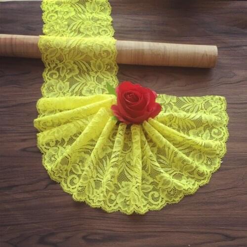2m/lot 15cm width elastic yellow lace trim accessory DIY stretch lace sewing headband underwear garment garter supplies Z1454
