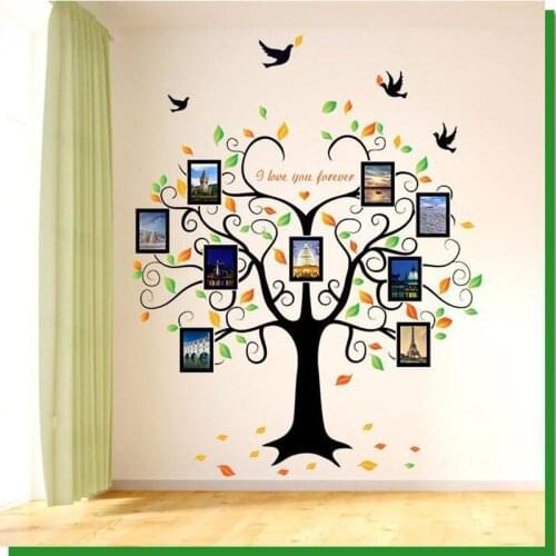 PVC heart-shaped photo frame big tree wall sticker Living room bedroom background decorative wall sticker can be removed
