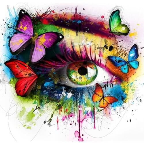 JMINE Div 5D Colorful Eyes Butterflies Full Diamond Painting cross stitch kits art High Quality Scenic 3D paint by diamonds