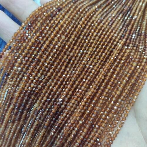 2/3/4mm Natural Orange Garnet Stone Round Faceted Gem Stone Loose Beads DIY Accessories For Jewelry Necklace Bracelet Making 15