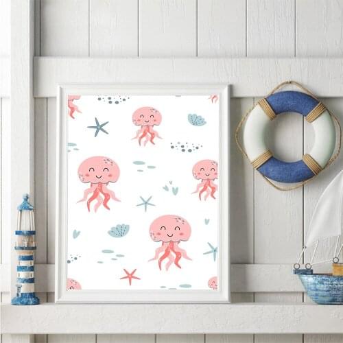 Fashion marine organism Wall Art Canvas Painting Wall Pictures For Bathroom Home Decor Cuadros