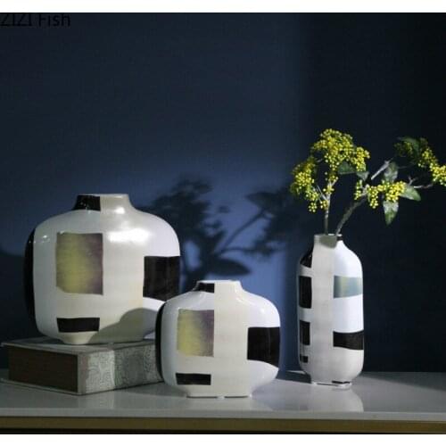 Mosaic Pattern Vase Decoration Ceramic Crafts Flower Arrangement European Style Home Decoration Flower Pot Vase Ornaments
