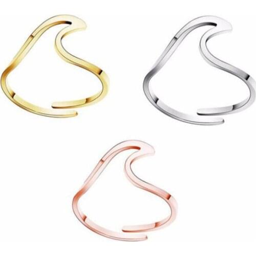 MAMAJZ Silver Smooth Design Wave Men or Women Ring Fashion Finger Ring Jewelry Gift