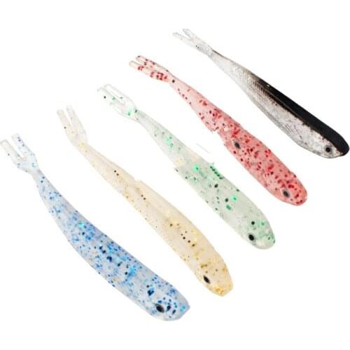 5Pcs Split Tail Soft Fishing Baits 2.5g 7.5cm 5 Colors Silicone Bait Soft Grub Bait Bass Perch Fish Lure Fishing Accessories