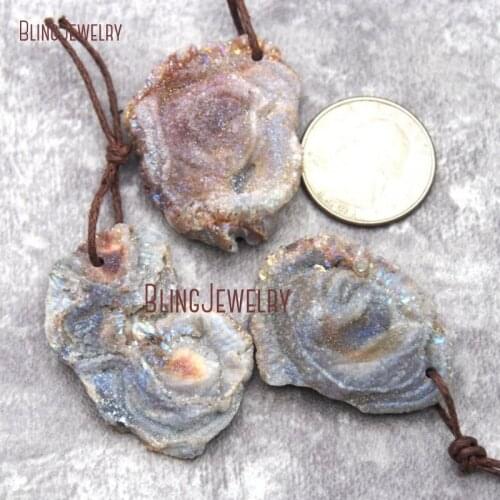 Raw Rough Agates Druzy Drussy Pendant Healing Stone Pendant PM27149