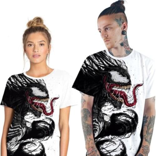 2021 new superhero venom 3D digital printing casual mens and womens T-shirt loose round neck short sleeve Pullover for lovers