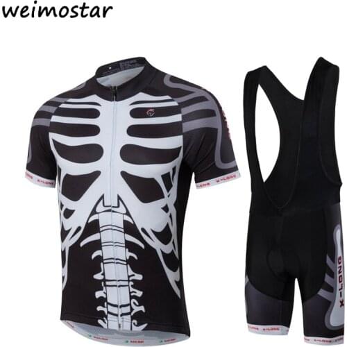 New Skeleton Skulls Mens Team Bike Pro Cycling Jersey Shorts/ bib shorts set Roupa Ropa De Ciclismo Cycling Mtb Bicycle Clothing