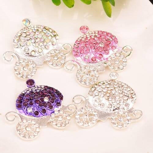 Rhinestone Princess Carriage Button Used On Craft 100PCS/LOT 30MM*32MM KD285 Flat Back Mixed Color