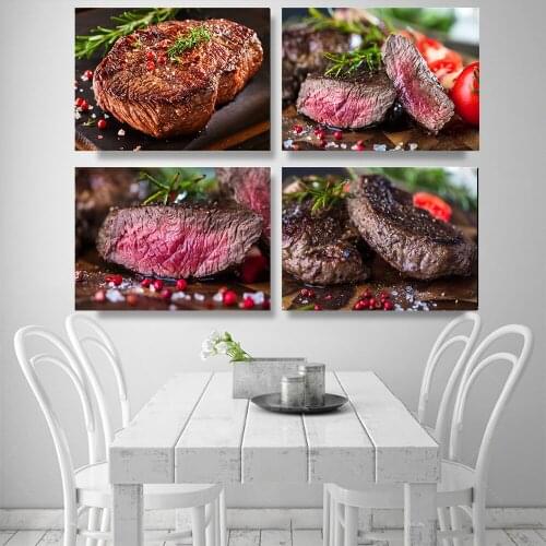 Dining Home Decor Canvas Painting Steak Pizza Potato Chips Spices Kitchen Posters Prints Wall Art Modern Food Modular Pictures