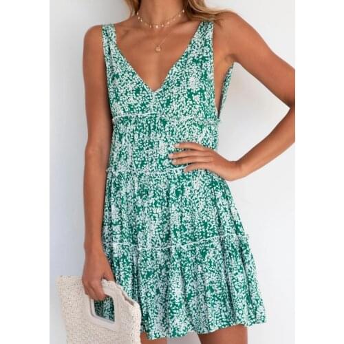 Printed V Neck Floral Straps Mini Spring Summer Autumn Clothes Dress For WomenS Vetement Femme 2021 Vintage Casual Dress Female