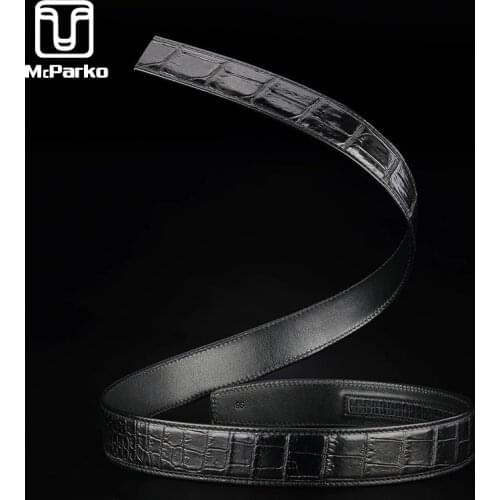 McParko mens leather belts without buckle Genuine crocodile leather automatic belt men alligator leather belt no buckle 3.4cm