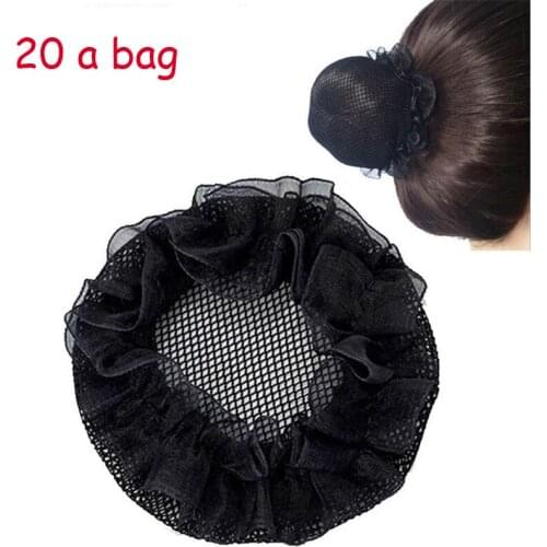 20 For A Bag Of Black Hair Nets Female Invisible Nets Adult Children Chignon Hair Crafts Dance Nurse Professional Tiara