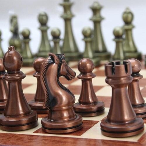 International Chess Alloy Walnut Chess Set Toy Educational Brain Training Folding Board Game for Children High-end Gift FK88